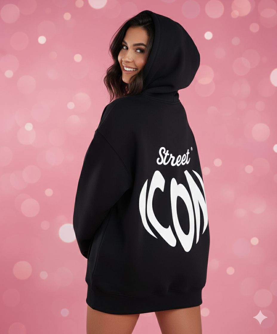 black cotton heart hoodie