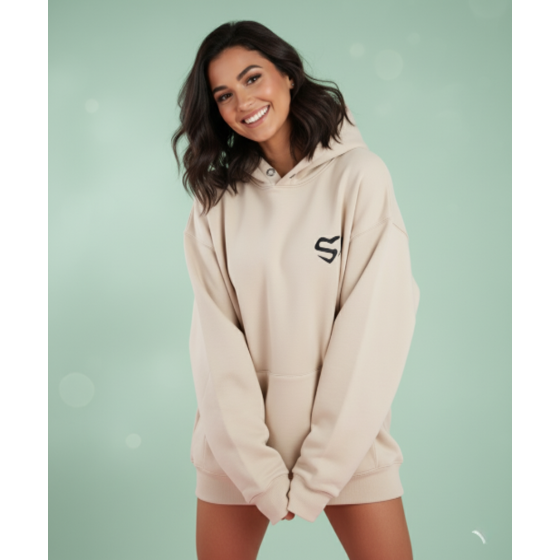 ecru cotton heart hoodie front