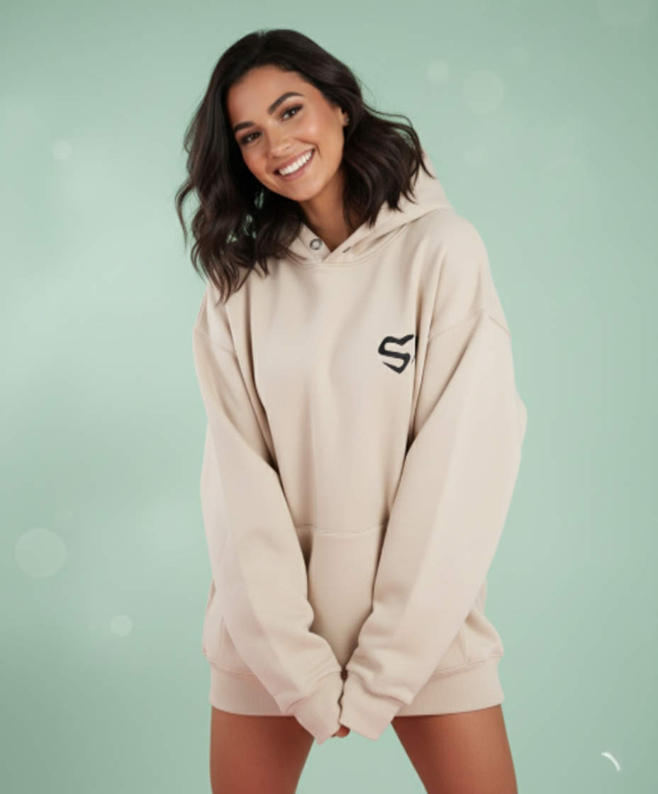 ecru cotton heart hoodie front