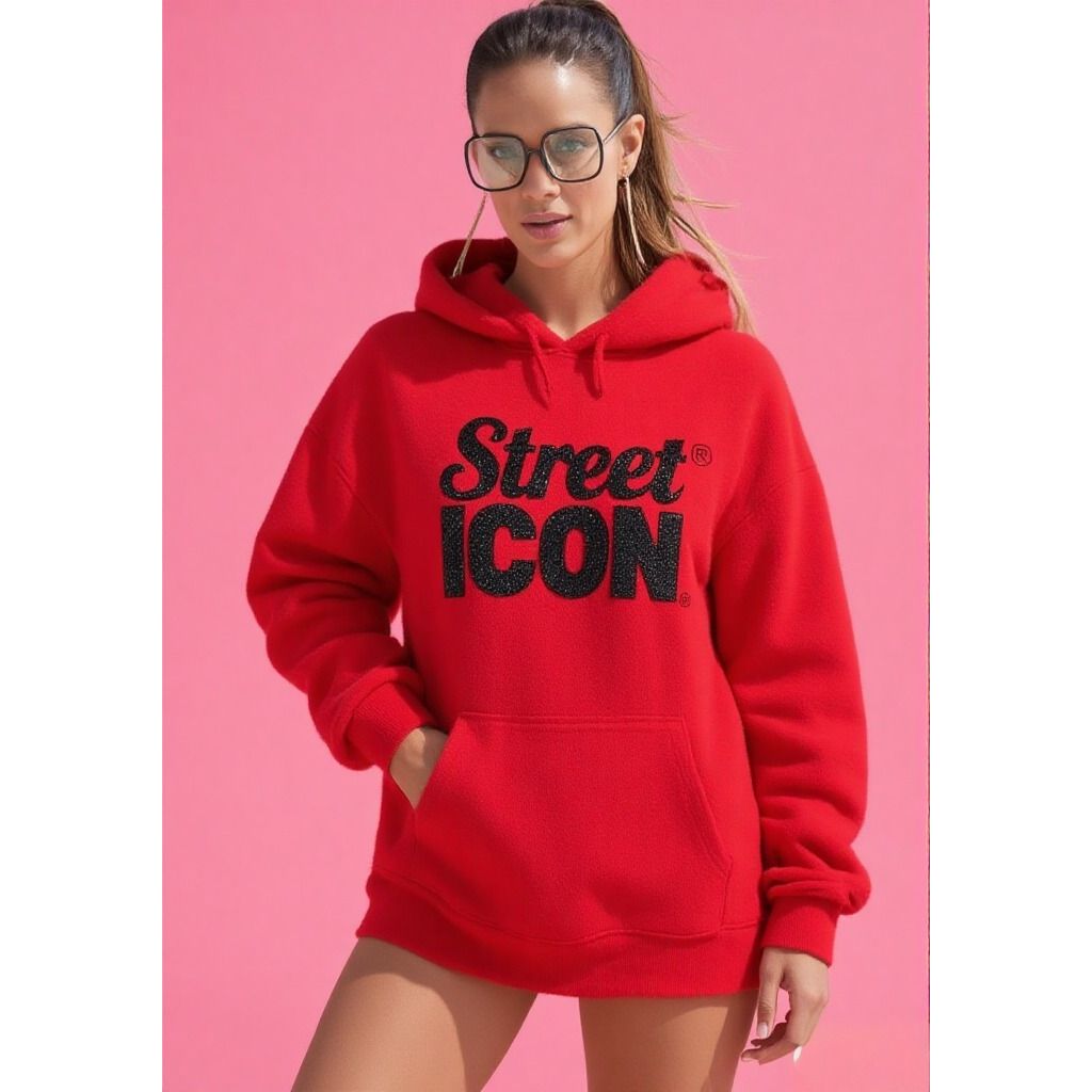red cotton original logo hoodie