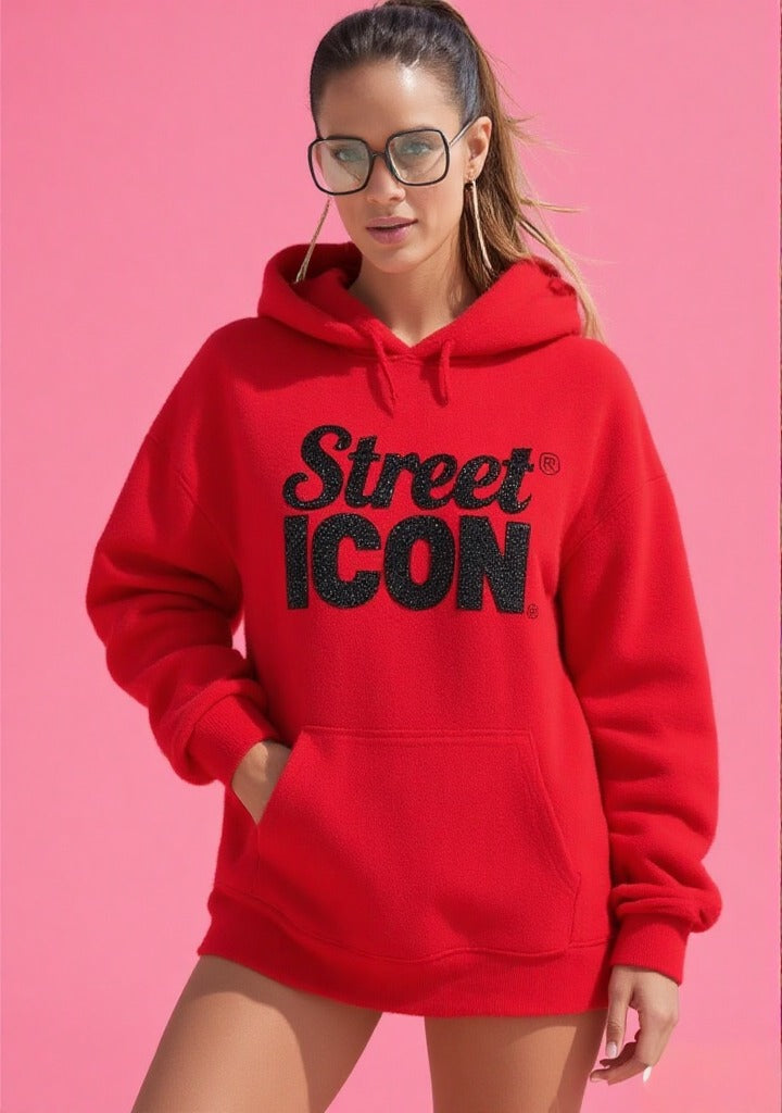 red cotton original logo hoodie