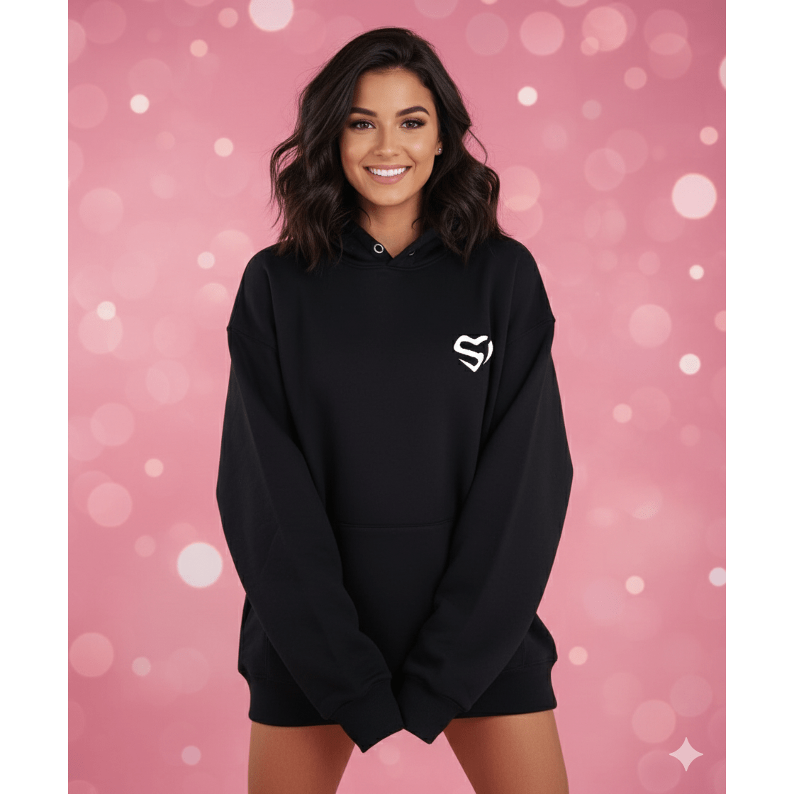 black women's oversized hoodie — 100% cotton heart logo | street icon