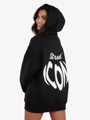 Black Women's Oversized Hoodie — 100% Cotton Heart Logo | Street Icon