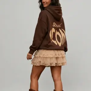 Women’s oversized hoodie chocolate brown with 3D heart logo